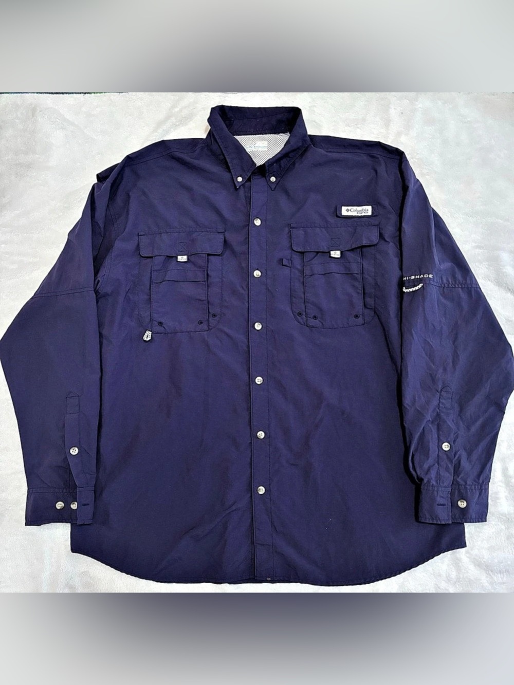 Columbia Men's PFG Bahama II Long Sleeve Fishing Shirt Blue XL Vented